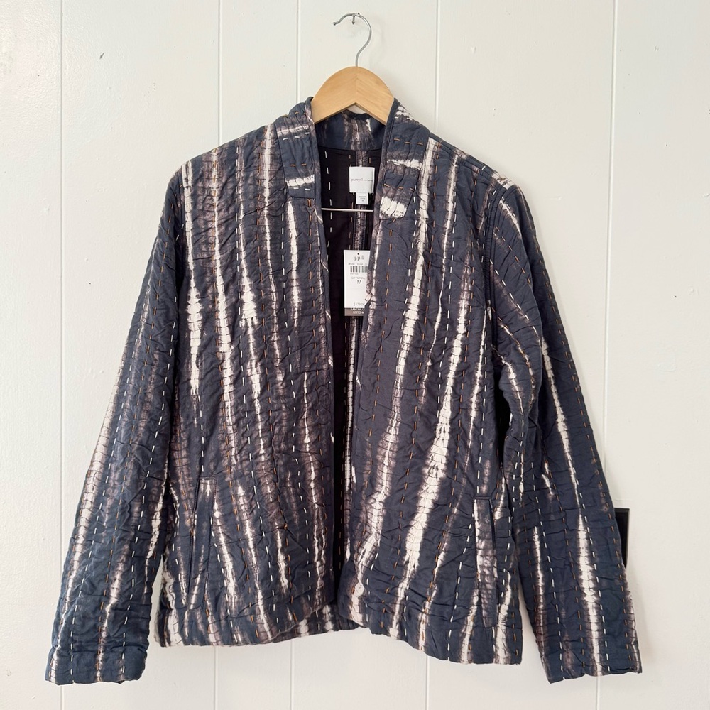 J. Jill Pure Jill Kantha Quilt Stitched Cardigan Jacket NWT Size M